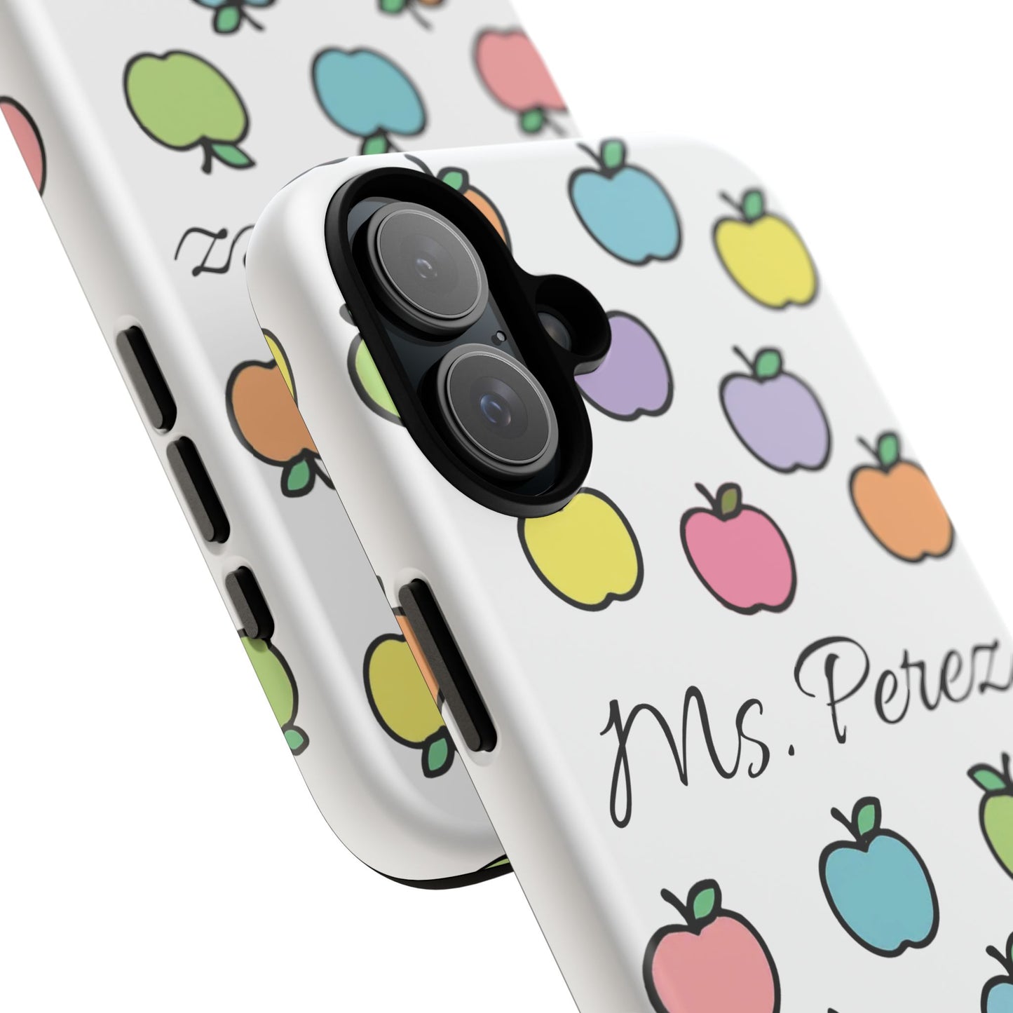 Personalized Teacher Apple Phone Case | Custom Name Teacher iPhone Case | Cute Apple Pattern Phone Case | Teacher Gift