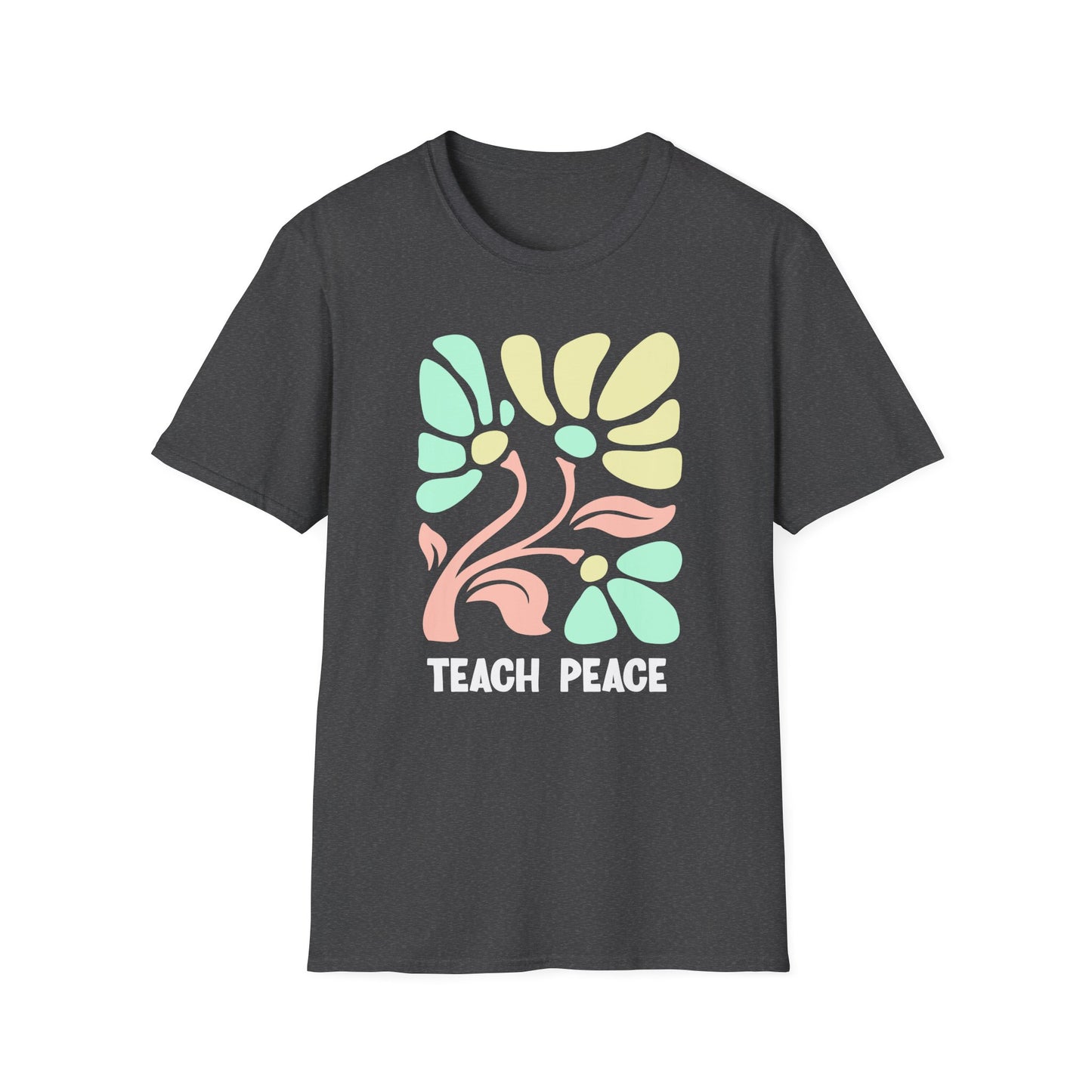 Teach Peace Floral T-Shirt — Retro Pastel Flower Graphic Tee