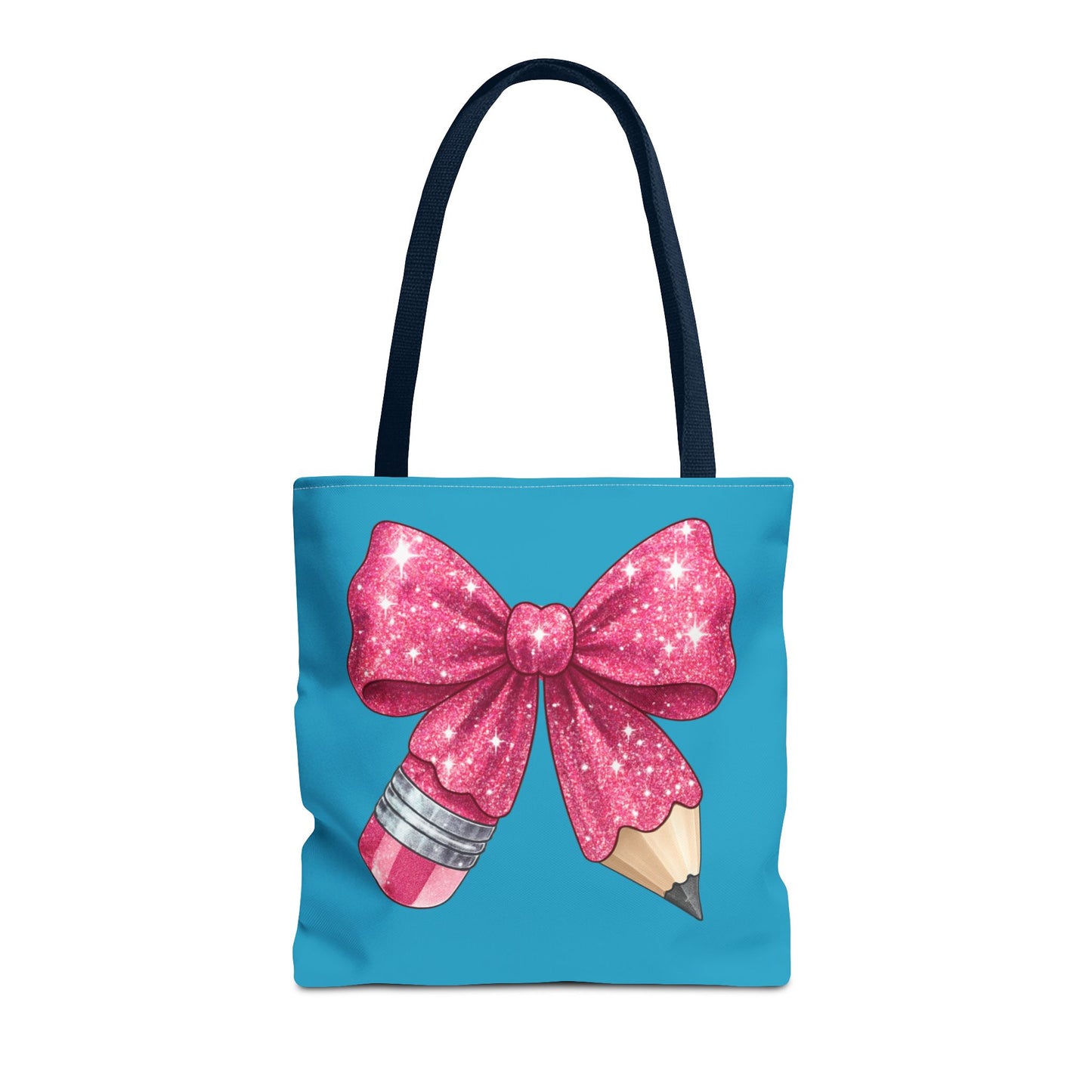 Pink Glitter Pencil & Eraser Tote Bag — Cute Teacher Gift