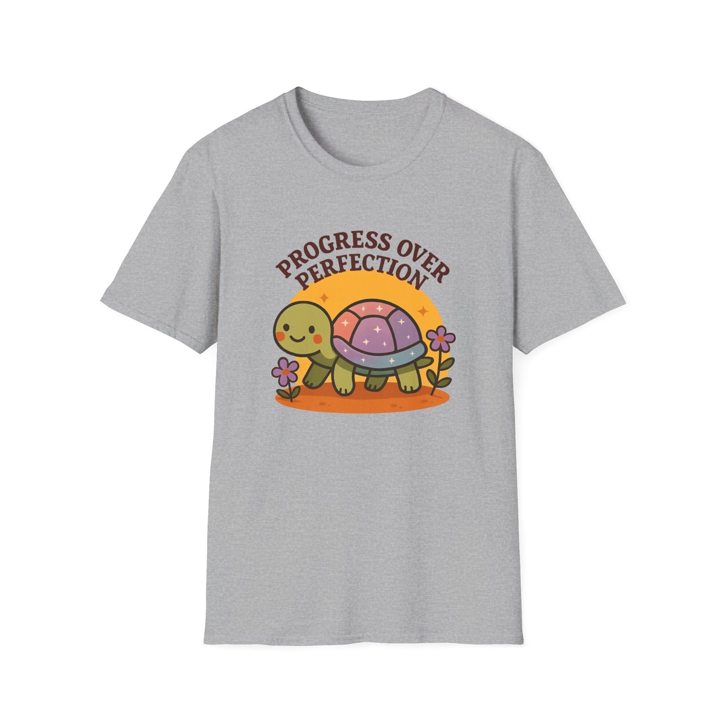 Progress Over Perfection Shirt – Cute Turtle Graphic Tee, Comfort Colors Inspired, Growth Mindset T-Shirt for Teachers, Students & Everyday Wear