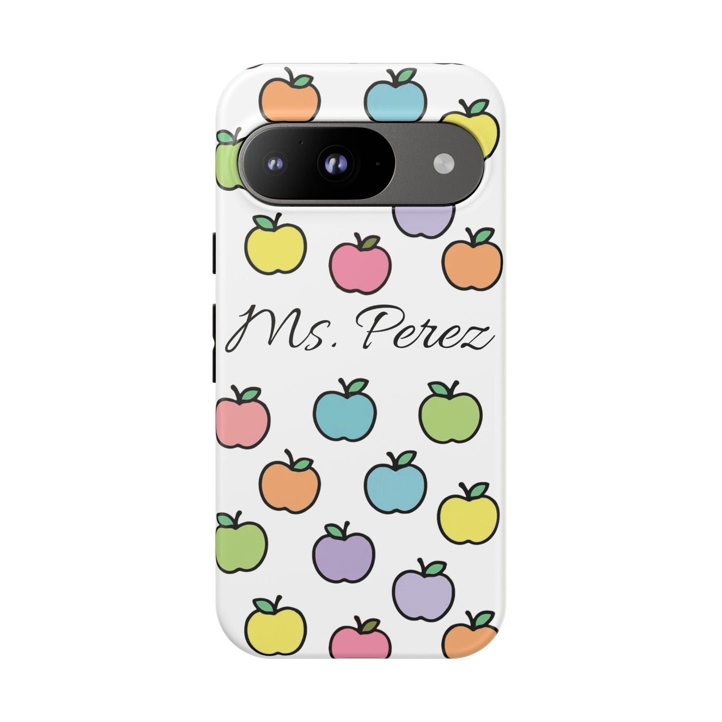 Personalized Teacher Apple Phone Case | Custom Name Teacher iPhone Case | Cute Apple Pattern Phone Case | Teacher Gift
