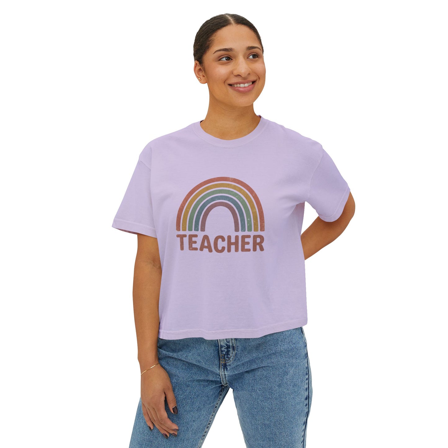 Teacher Rainbow Boxy Tee