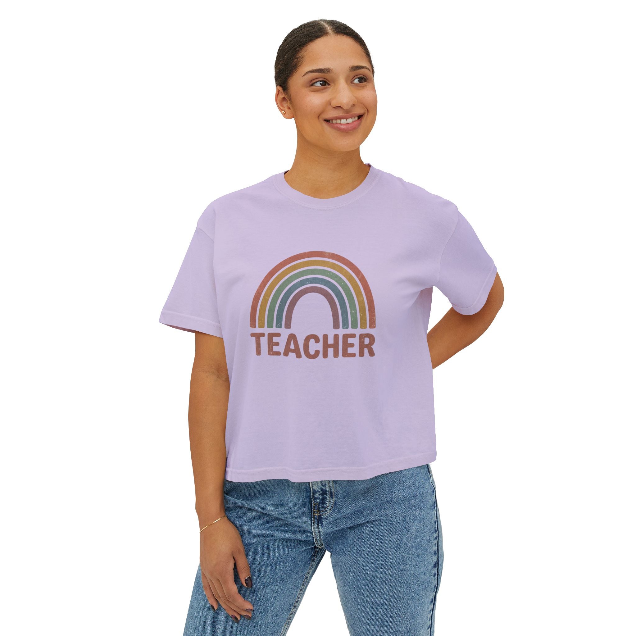 Teacher Rainbow Boxy Tee
