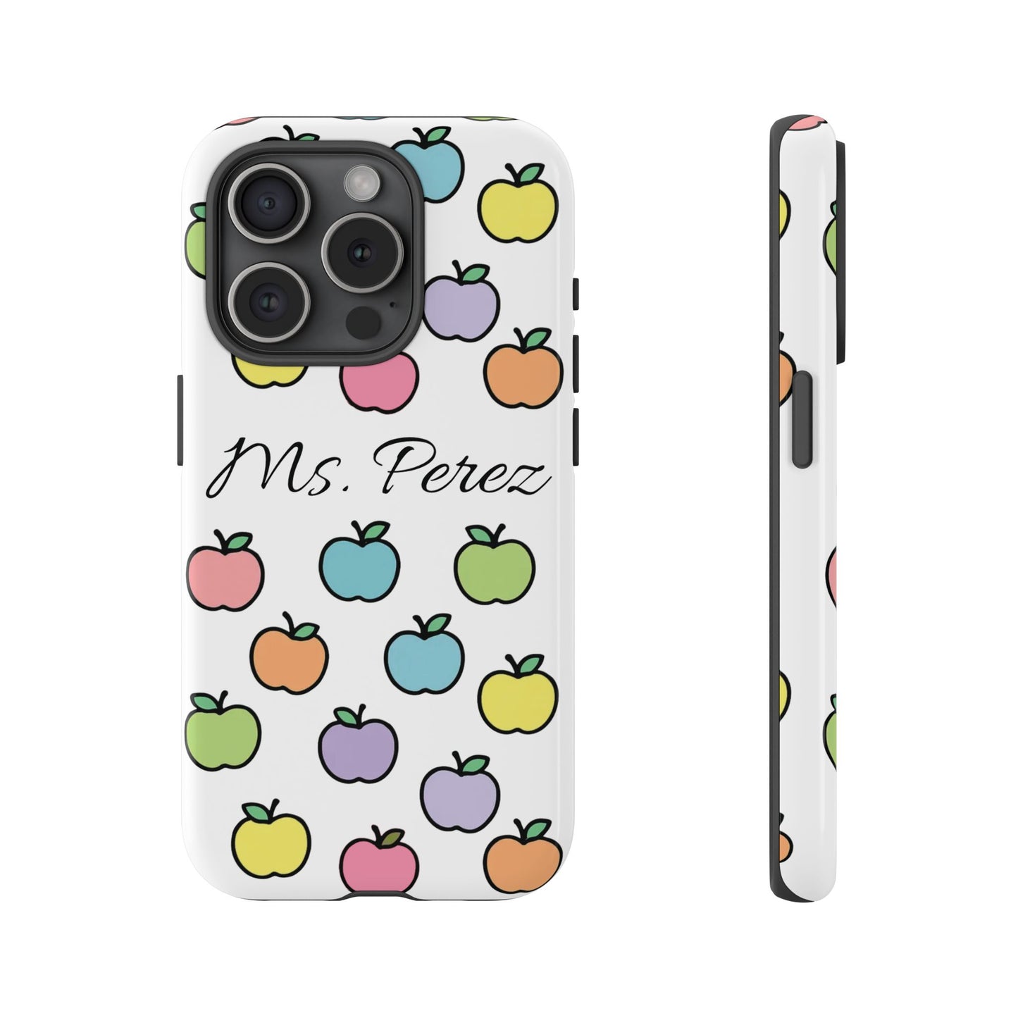 Personalized Teacher Apple Phone Case | Custom Name Teacher iPhone Case | Cute Apple Pattern Phone Case | Teacher Gift