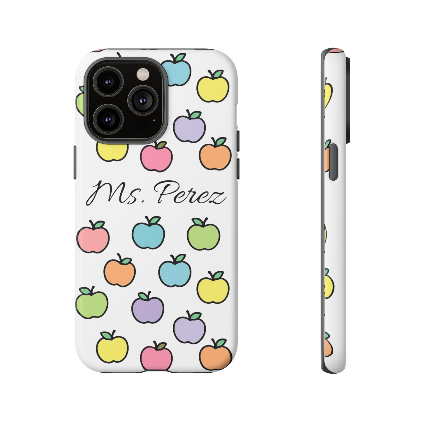 Personalized Teacher Apple Phone Case | Custom Name Teacher iPhone Case | Cute Apple Pattern Phone Case | Teacher Gift