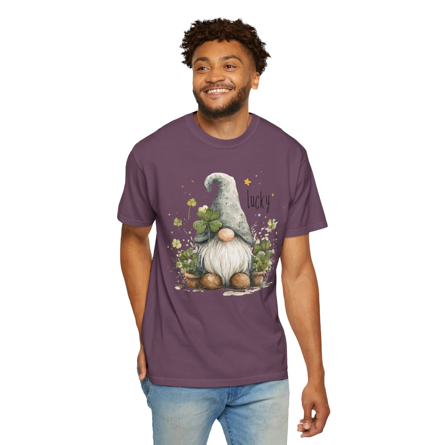 St. Patrick's Gnome T-Shirt — "Lucky" Shamrock Garden Tee