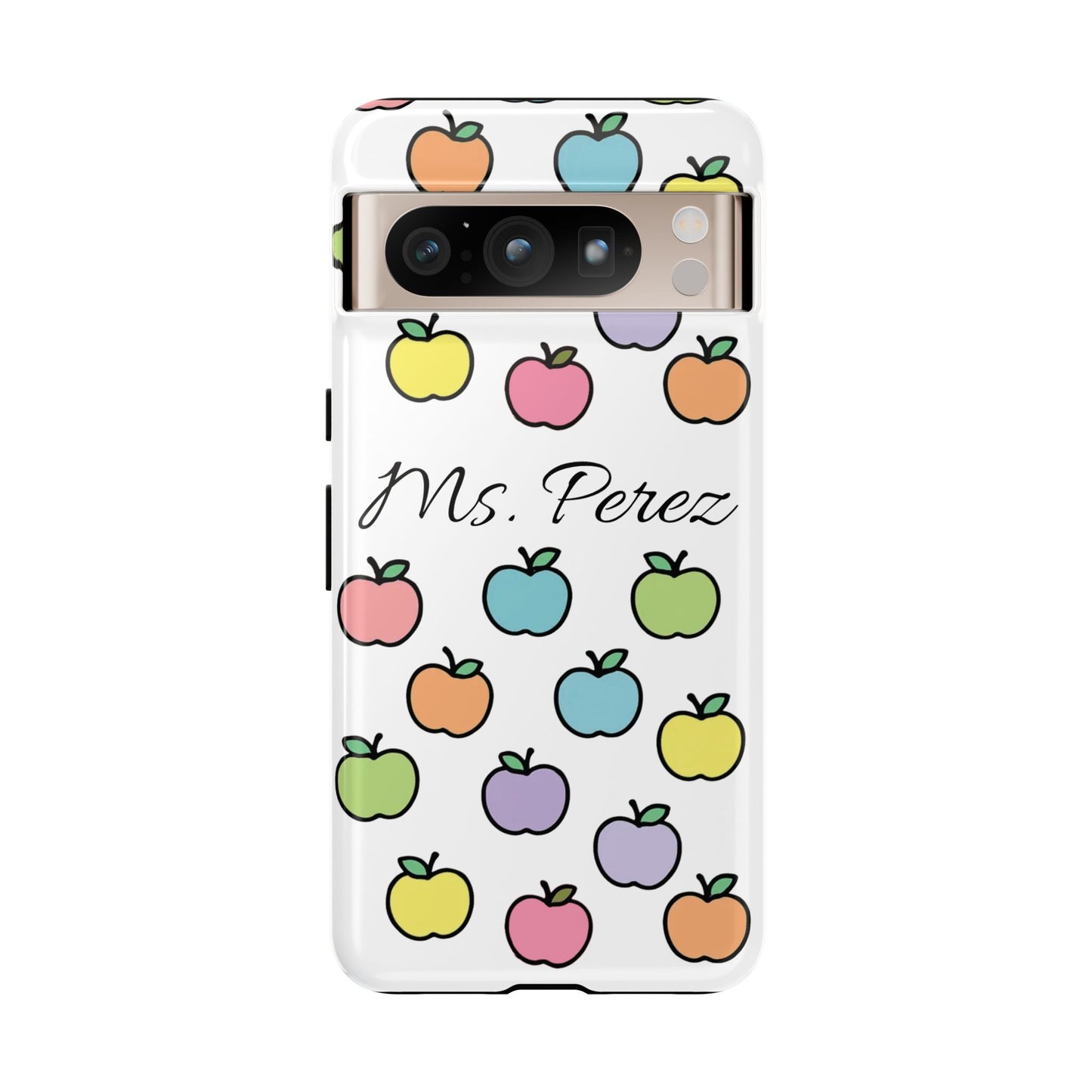 Personalized Teacher Apple Phone Case | Custom Name Teacher iPhone Case | Cute Apple Pattern Phone Case | Teacher Gift
