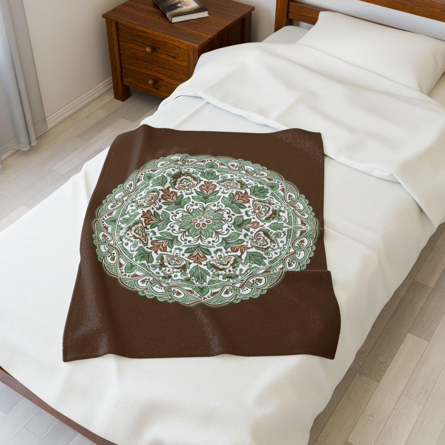 Botanical Mandala Throw Blanket | Cozy Earth Tone Blanket for Teachers | Calm Home Decor | Thoughtful Teacher Gift