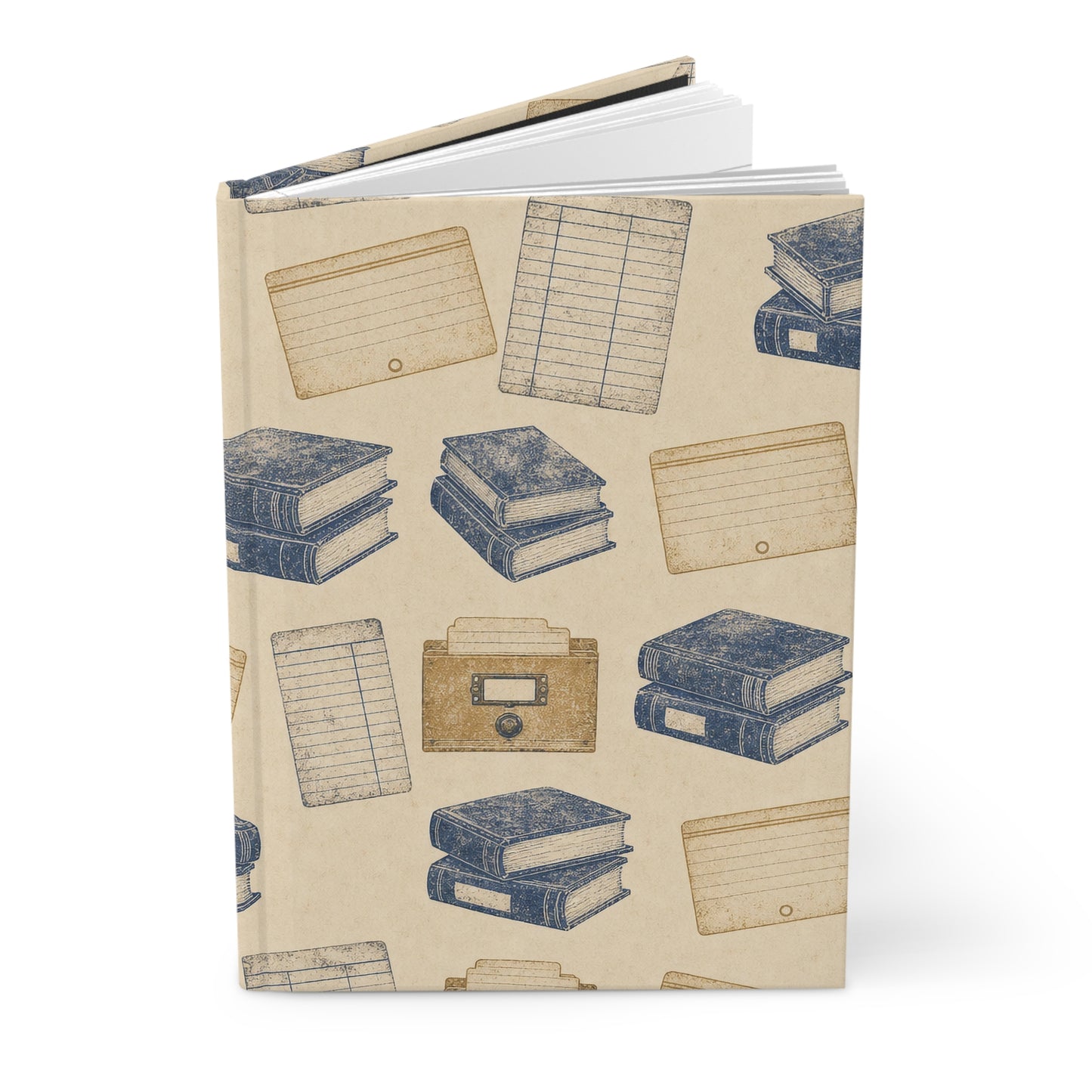 Vintage Library Hardcover Journal: Retro Card Catalog Pattern with 150 Lined Pages
