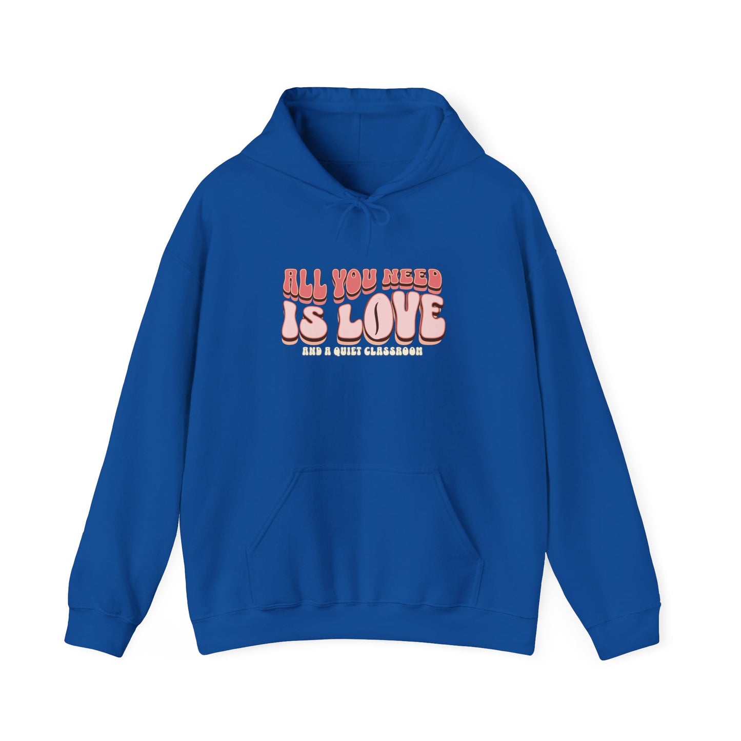 All You Need Is Love Hoodie — Retro Pink Typography Valentine's Sweatshirt