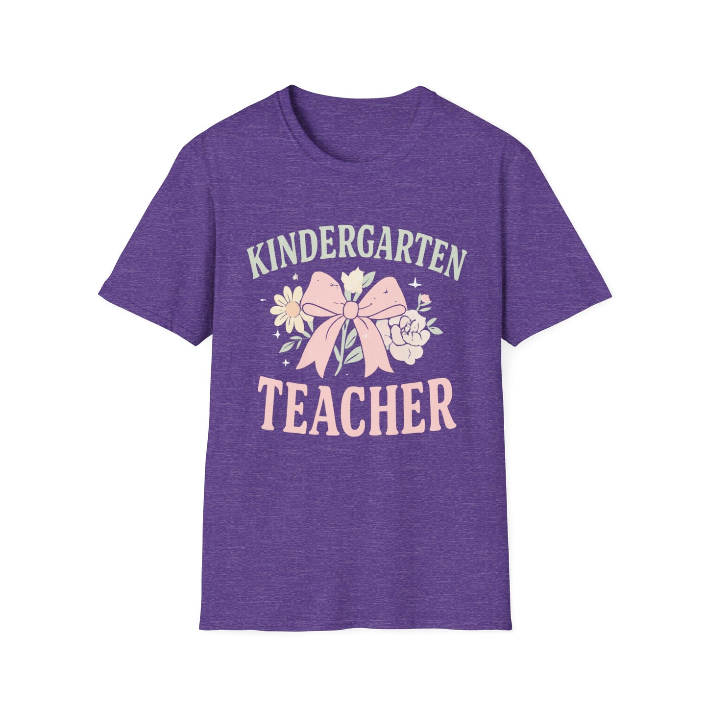 Kindergarten Teacher T-Shirt — Floral Bow Design, Cute Teacher Gift for Women