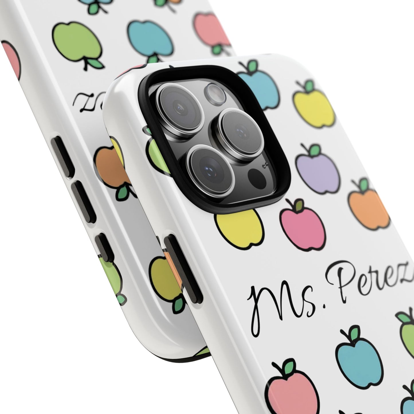 Personalized Teacher Apple Phone Case | Custom Name Teacher iPhone Case | Cute Apple Pattern Phone Case | Teacher Gift