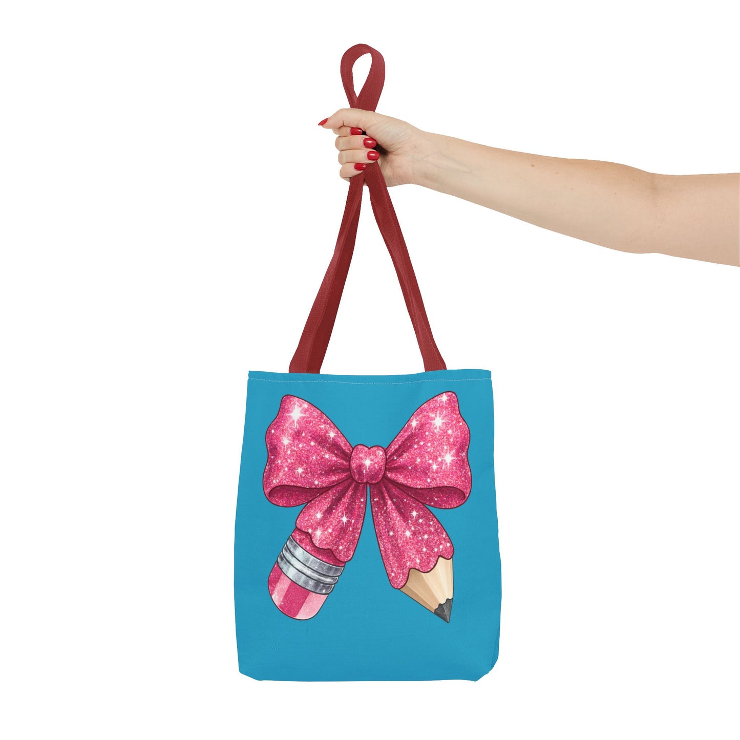 Pink Glitter Pencil & Eraser Tote Bag — Cute Teacher Gift