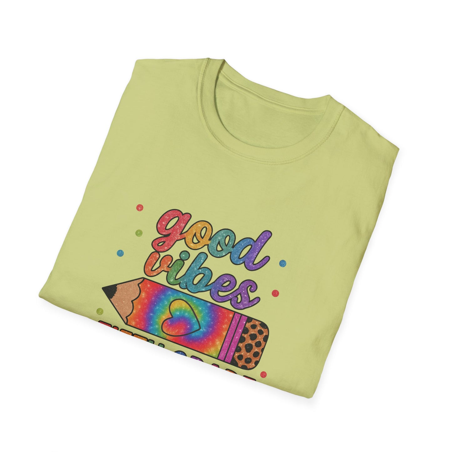 Good Vibes Fifth Grade T-Shirt — Colorful Pencil Teacher/Student Tee