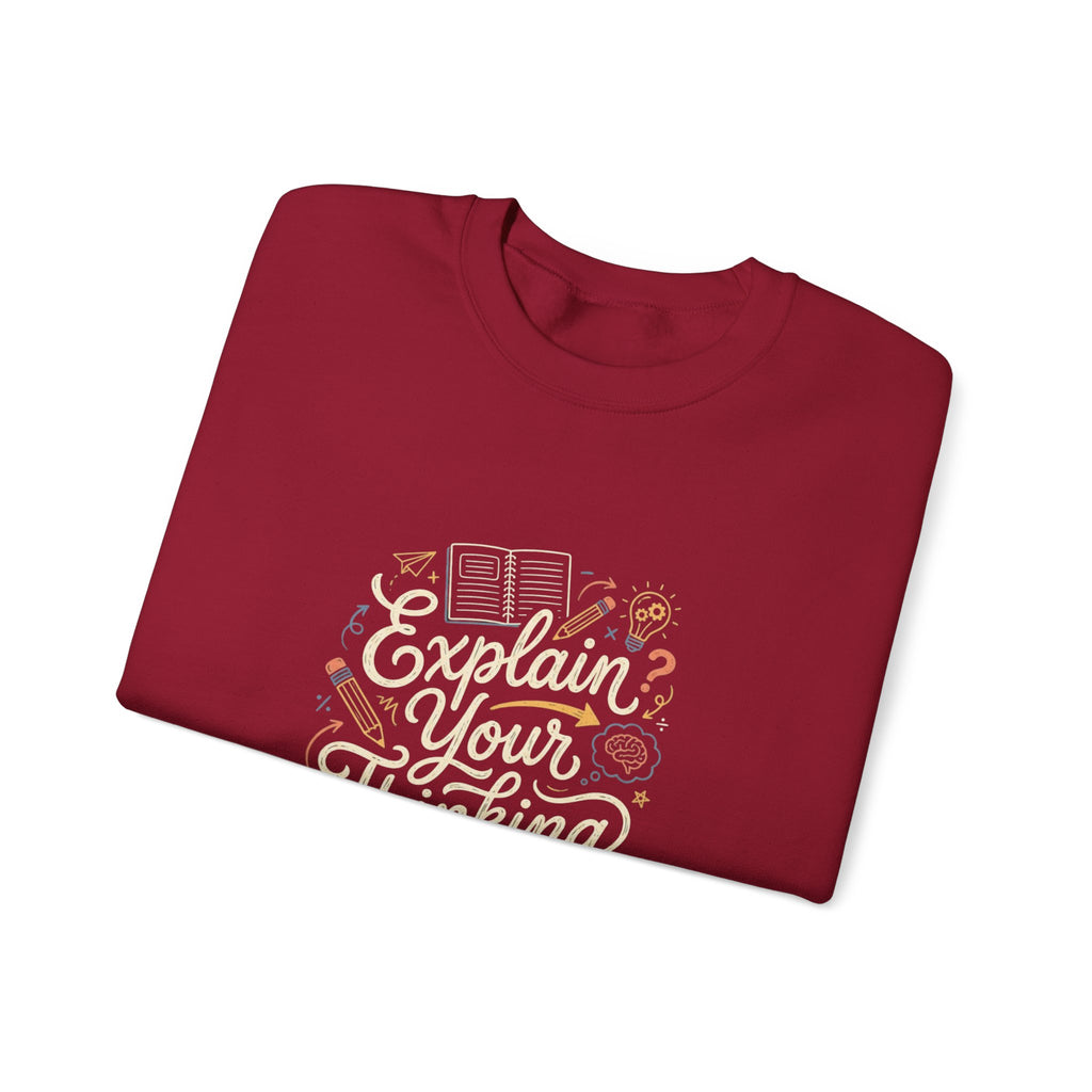 Explain Your Thinking Sweatshirt — Teacher & Tutor Coffee Cozy Crewneck