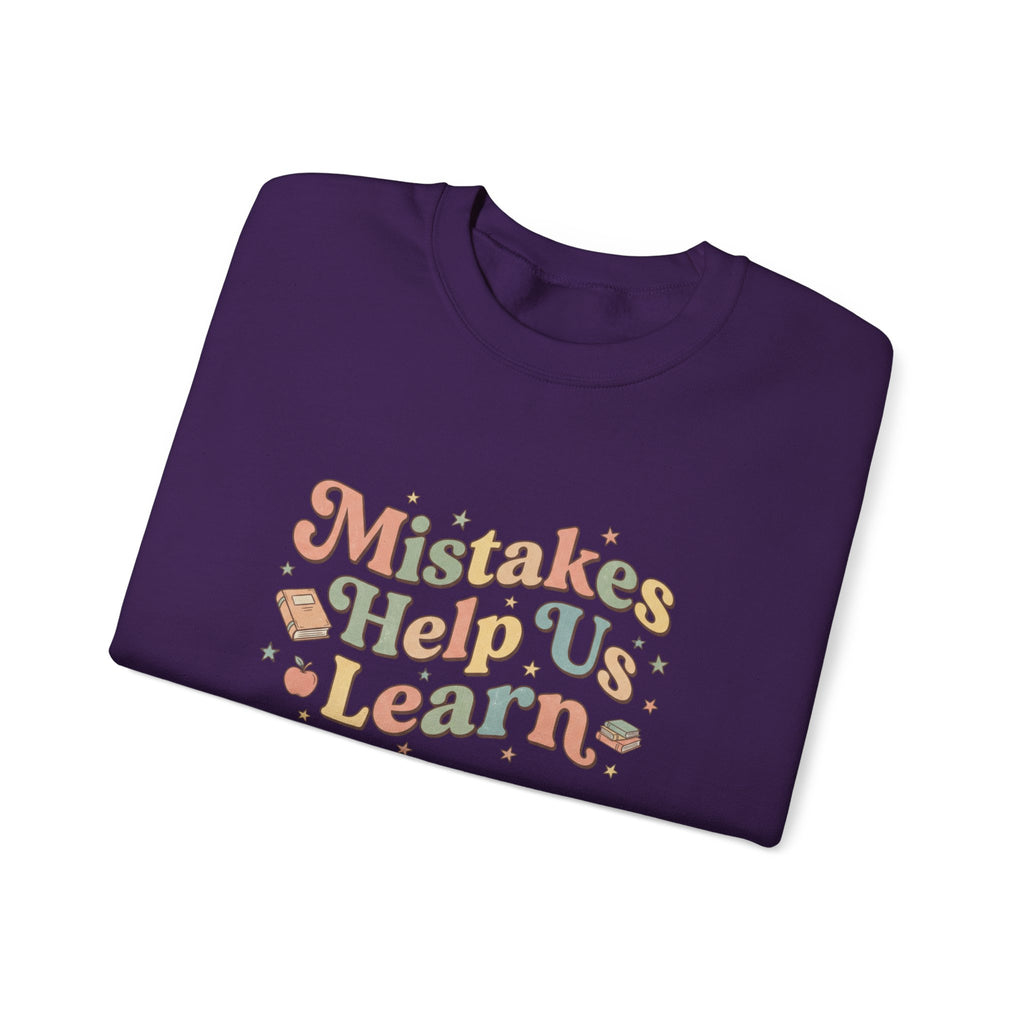 Mistakes Help Us Learn Crewneck Sweatshirt — Retro Inspirational Cozy Pullover