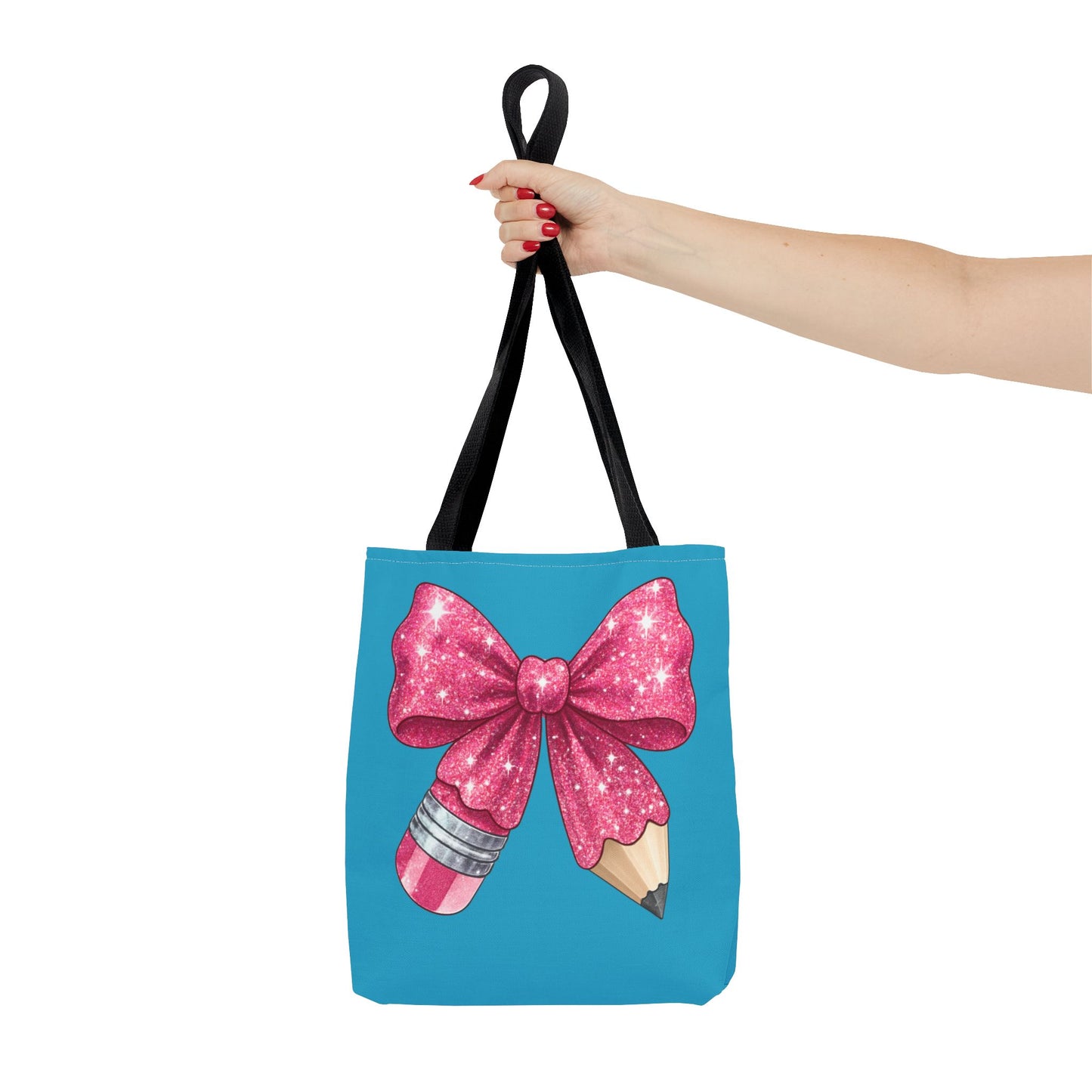 Pink Glitter Pencil & Eraser Tote Bag — Cute Teacher Gift