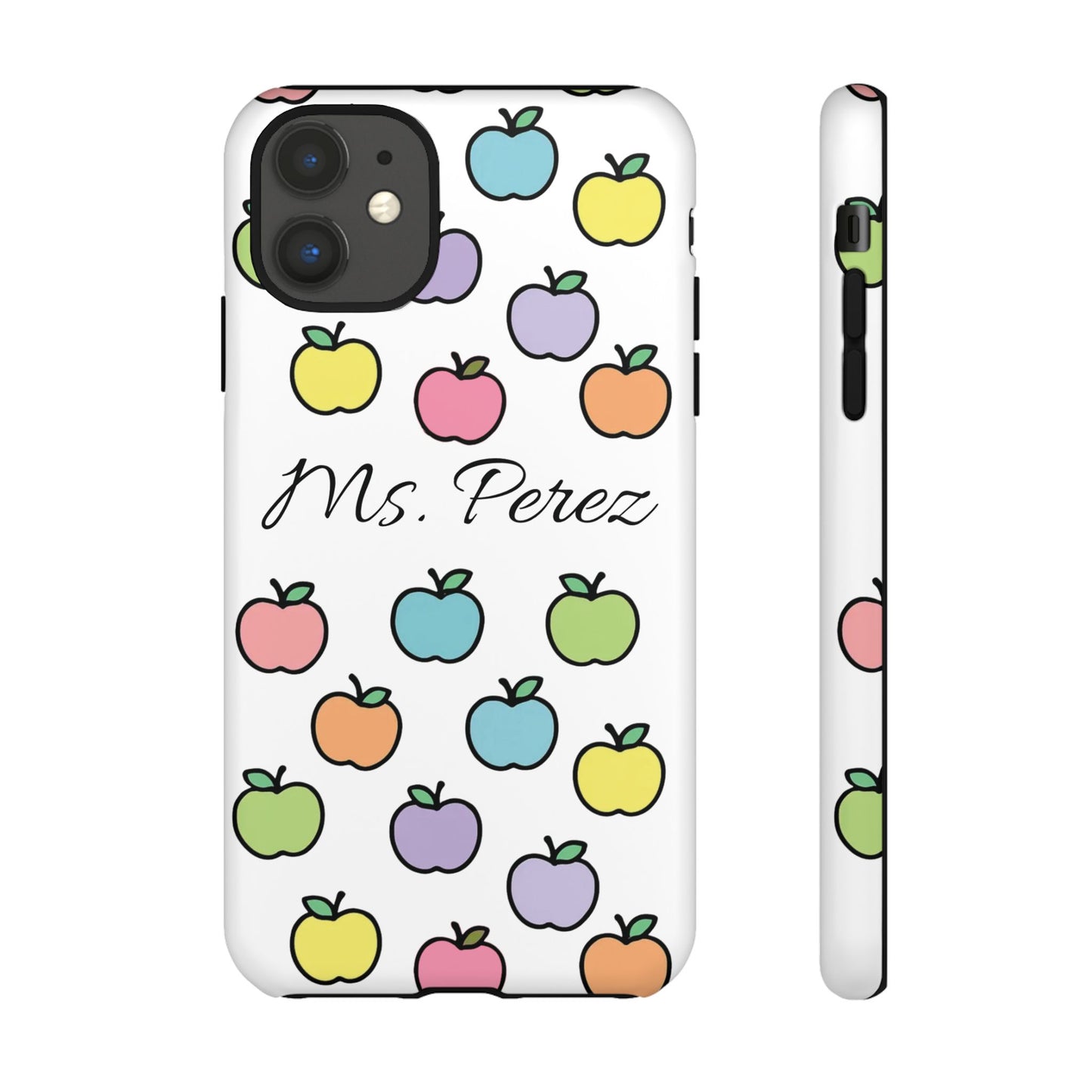 Personalized Teacher Apple Phone Case | Custom Name Teacher iPhone Case | Cute Apple Pattern Phone Case | Teacher Gift