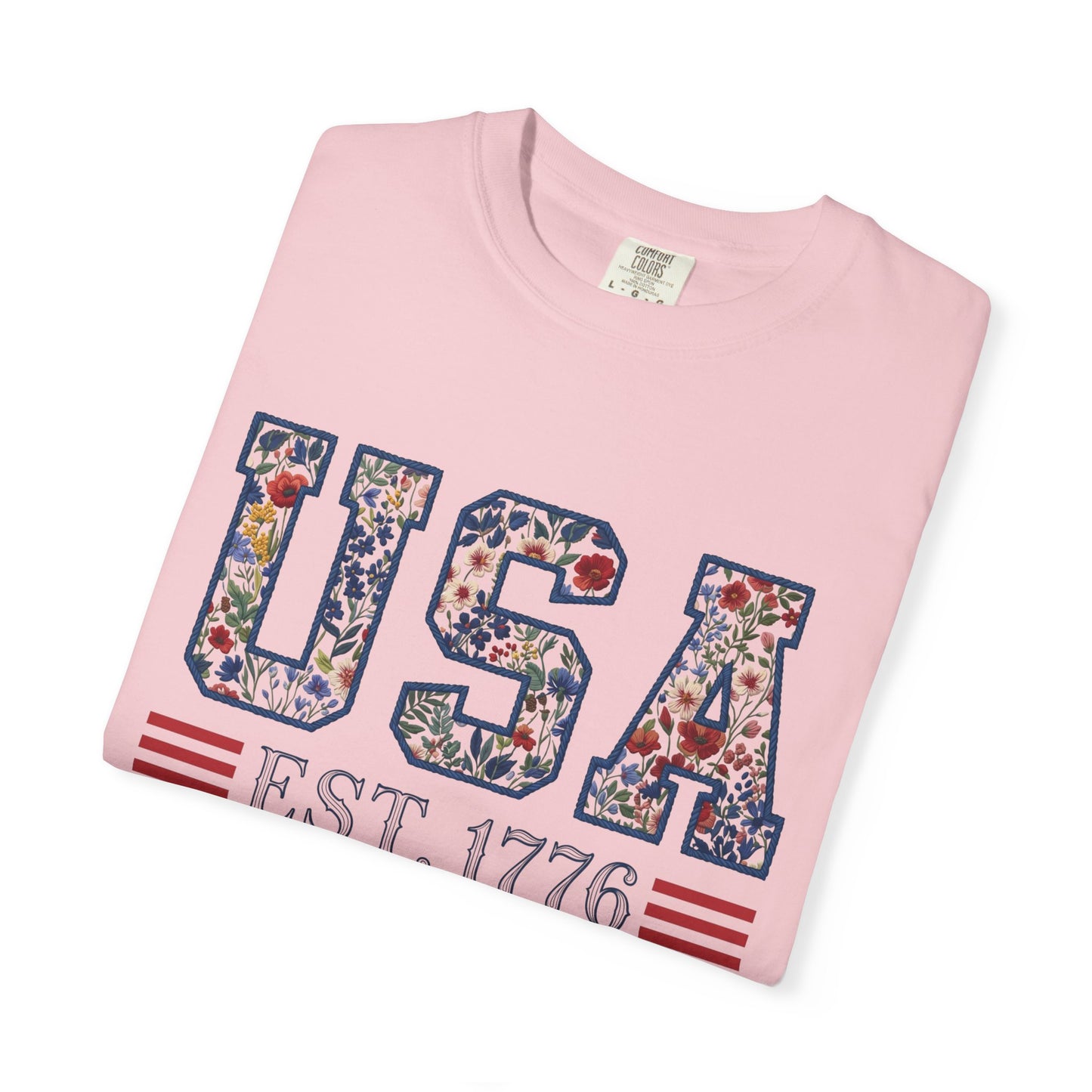 Floral USA Comfort Colors Teacher Shirt: Patriotic History Teacher Tee