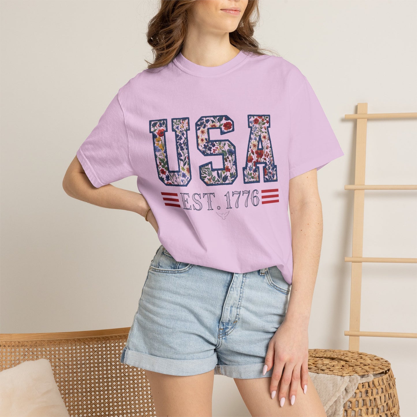 Floral USA Comfort Colors Teacher Shirt: Patriotic History Teacher Tee