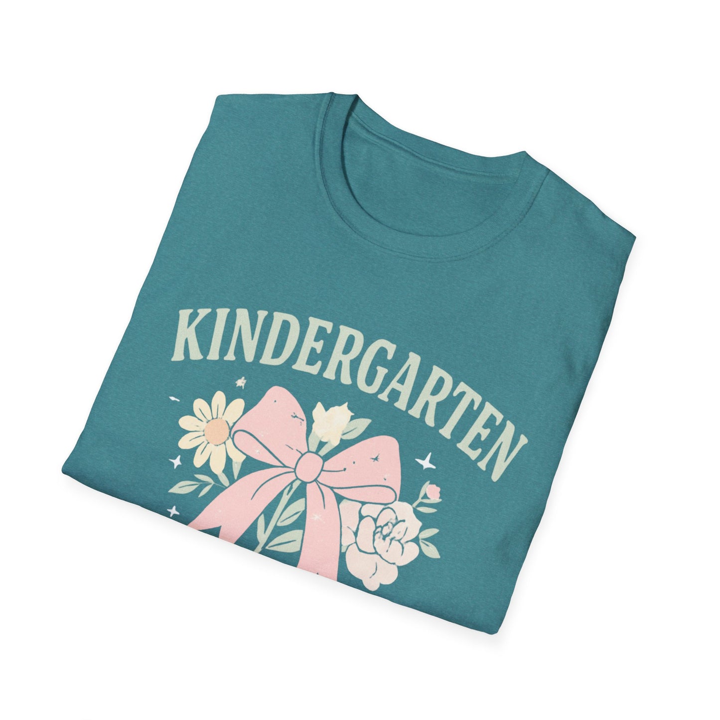 Kindergarten Teacher T-Shirt — Floral Bow Design, Cute Teacher Gift for Women