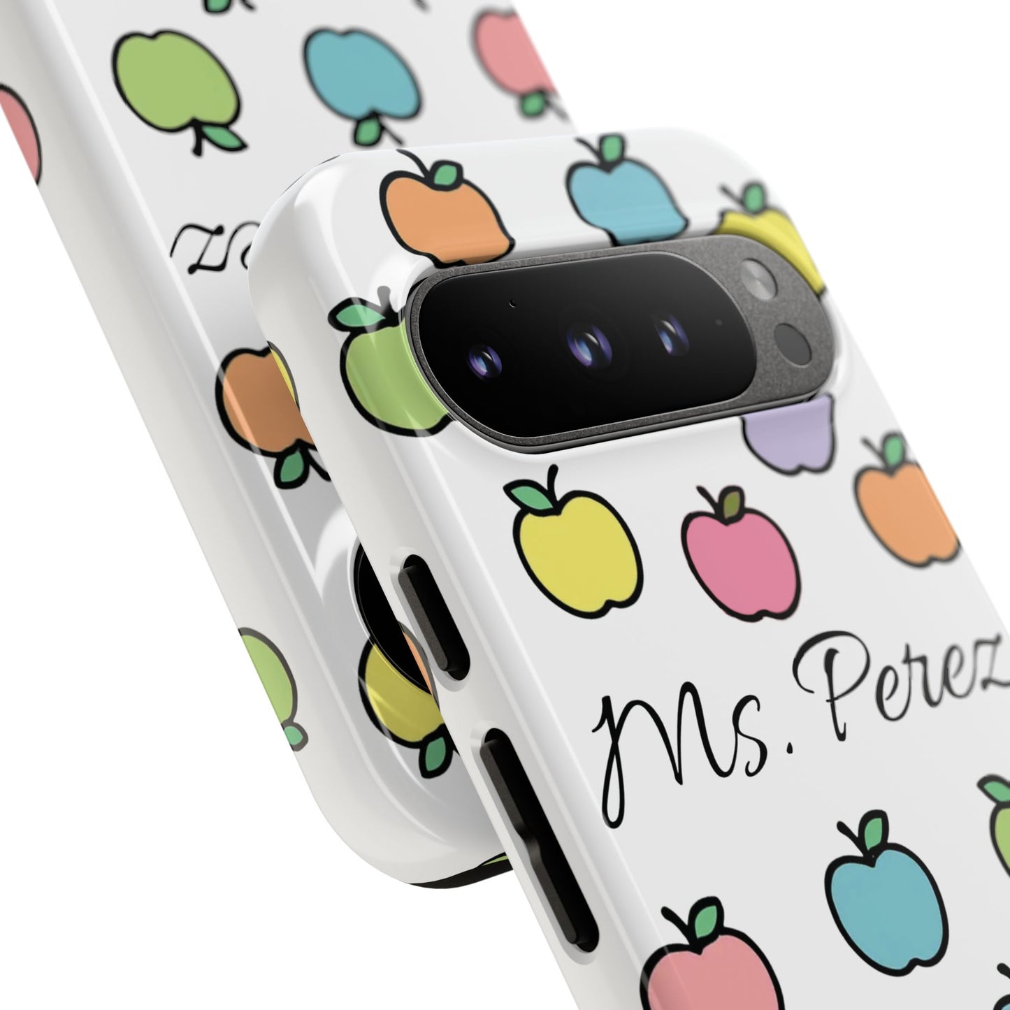 Personalized Teacher Apple Phone Case | Custom Name Teacher iPhone Case | Cute Apple Pattern Phone Case | Teacher Gift