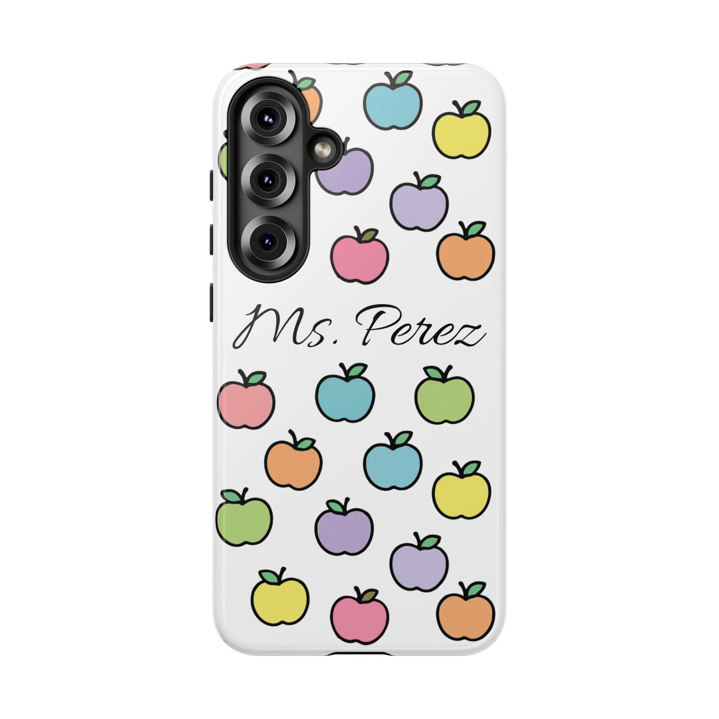 Personalized Teacher Apple Phone Case | Custom Name Teacher iPhone Case | Cute Apple Pattern Phone Case | Teacher Gift