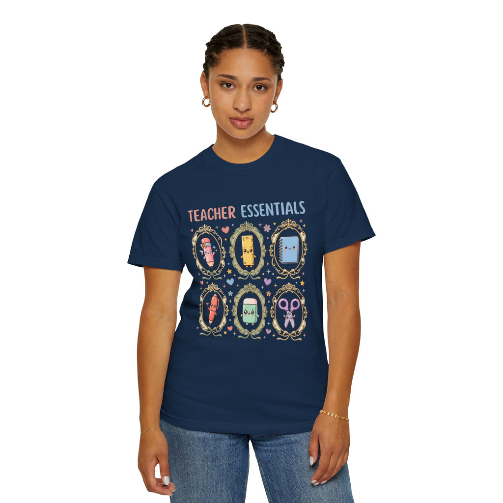 Teacher Essentials T-Shirt — Cute Classroom Supplies Graphic Tee