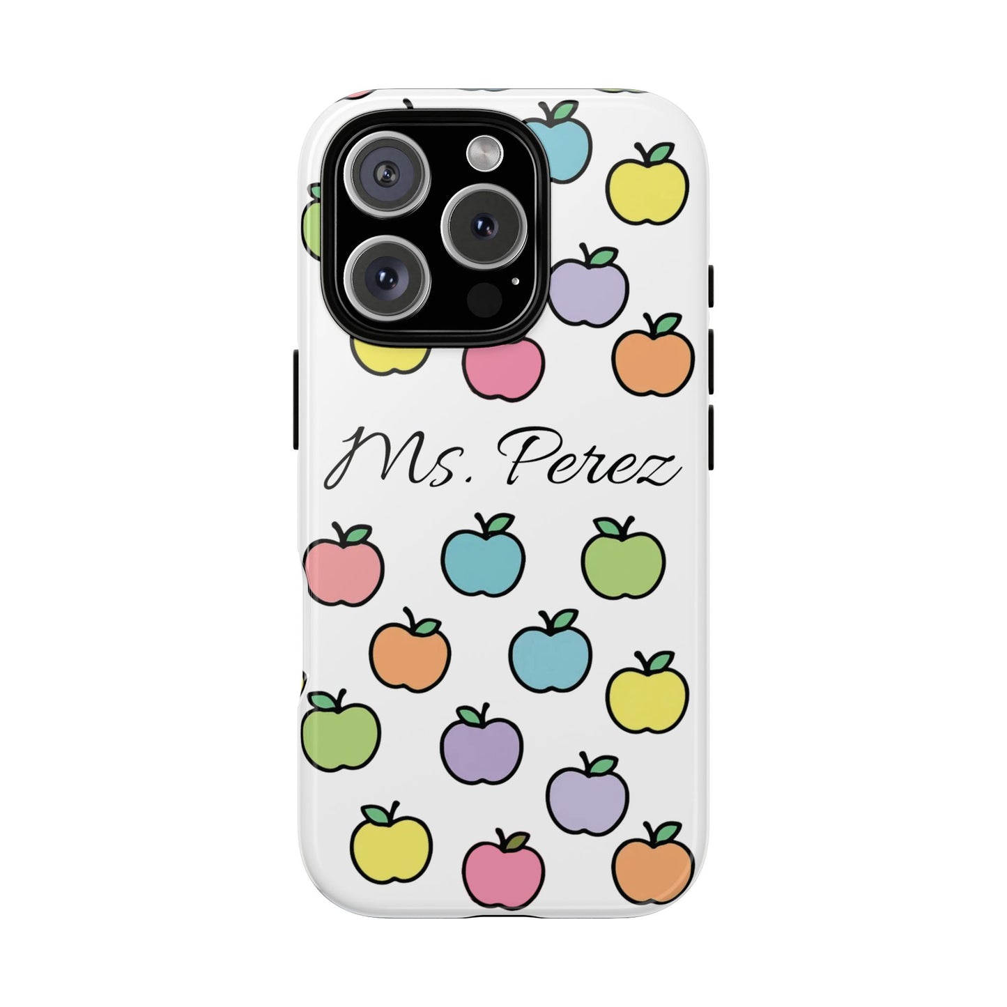 Personalized Teacher Apple Phone Case | Custom Name Teacher iPhone Case | Cute Apple Pattern Phone Case | Teacher Gift