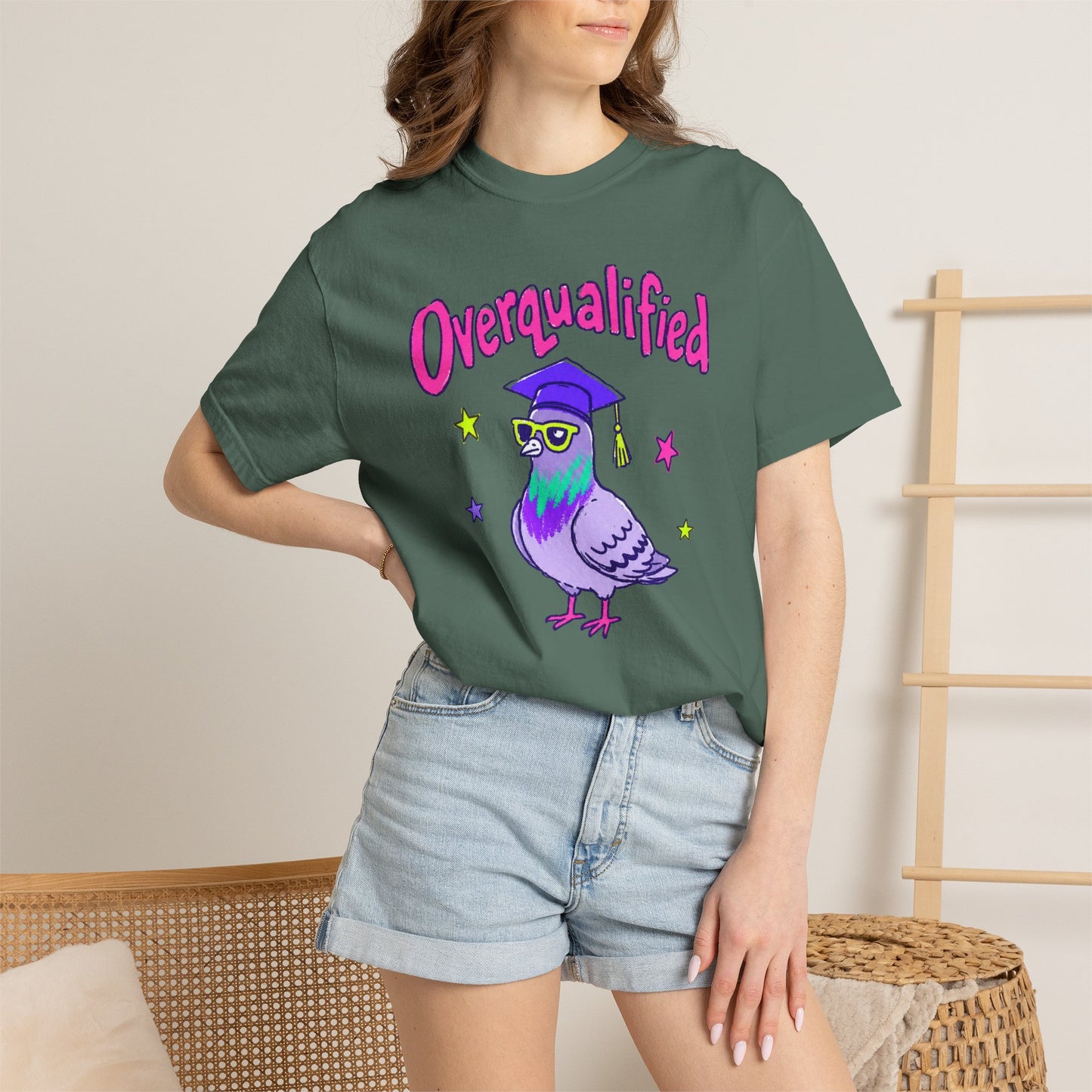 Overqualified Pigeon Graduation T-Shirt, Comfort Colors 1717