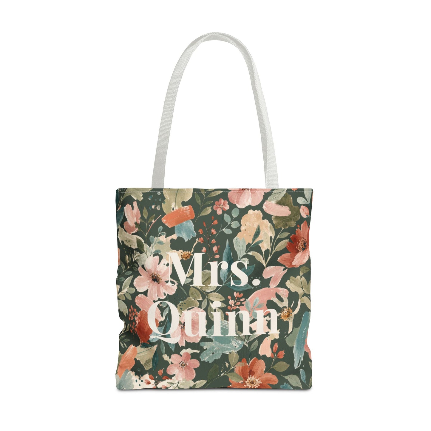 Personalized Floral Teacher Tote Bag: Custom Name Daily School Carryal