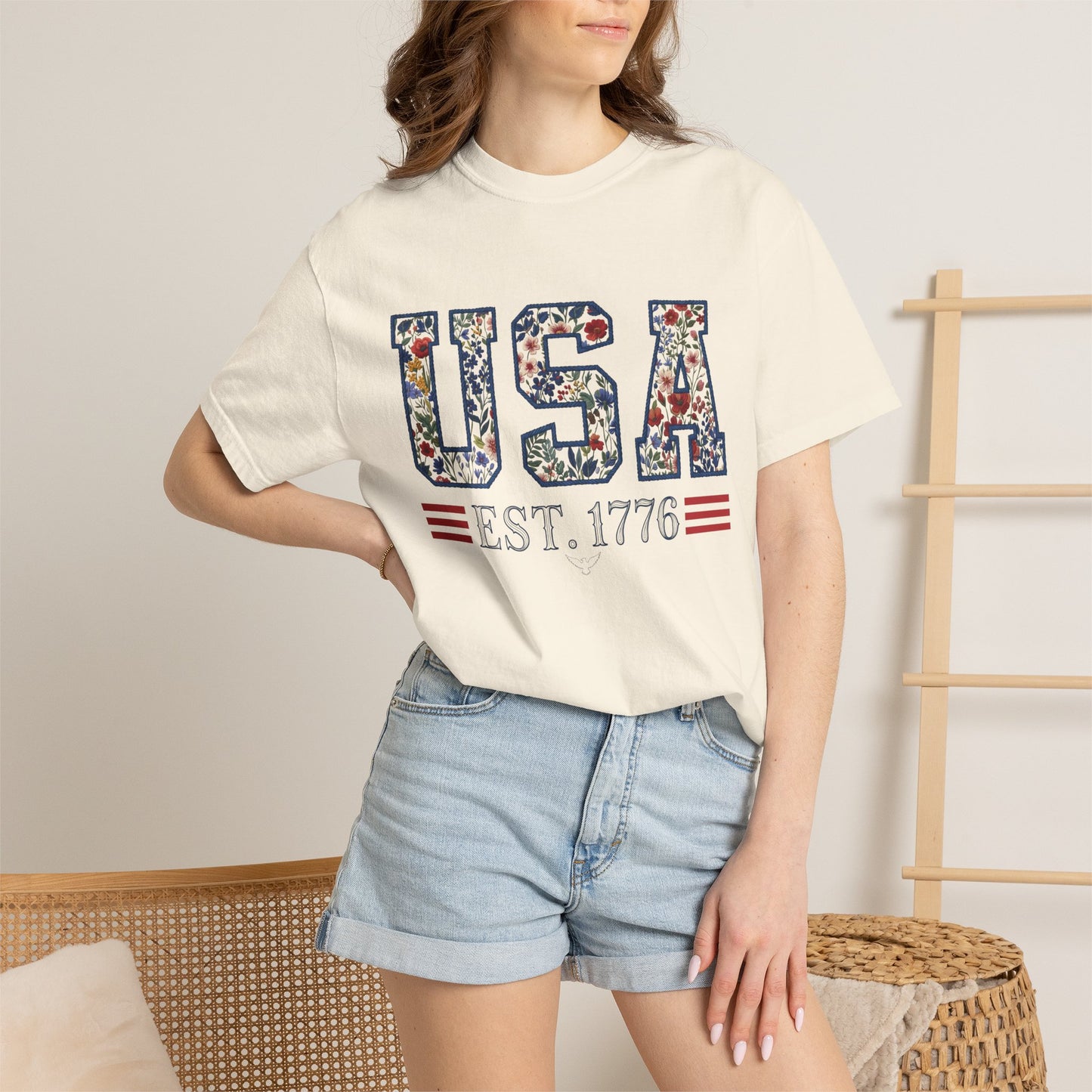 Floral USA Comfort Colors Teacher Shirt: Patriotic History Teacher Tee