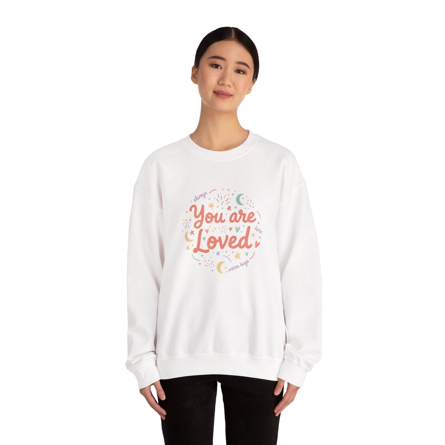 You Are Loved Crewneck Sweatshirt | handwritten doodle design, sketch aesthetic