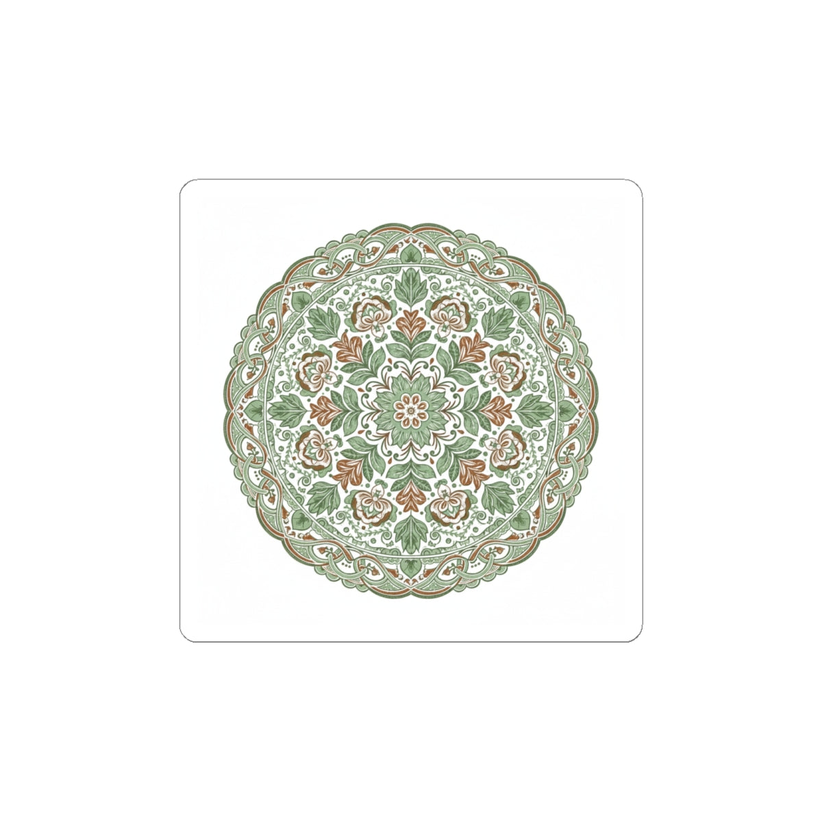 Folk Flourish Mandala Kiss-Cut Stickers | Rustic Floral Folk Art