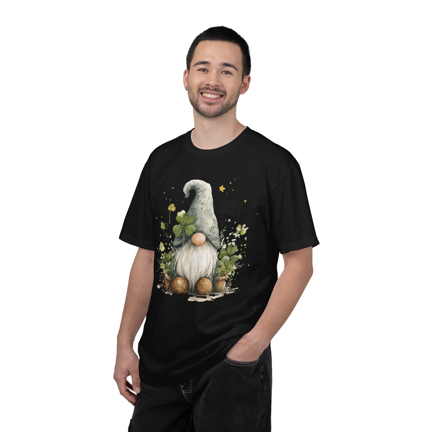 St. Patrick's Gnome T-Shirt — "Lucky" Shamrock Garden Tee