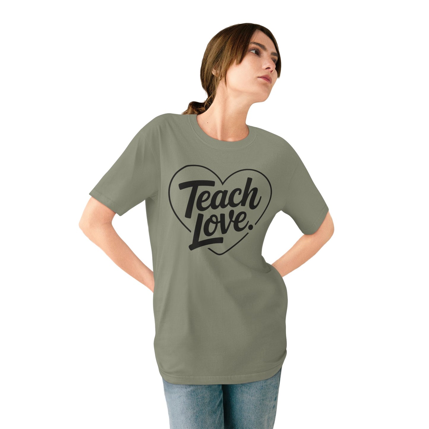100% Organic Teach Love Heart T-Shirt — Teacher Appreciation Tee