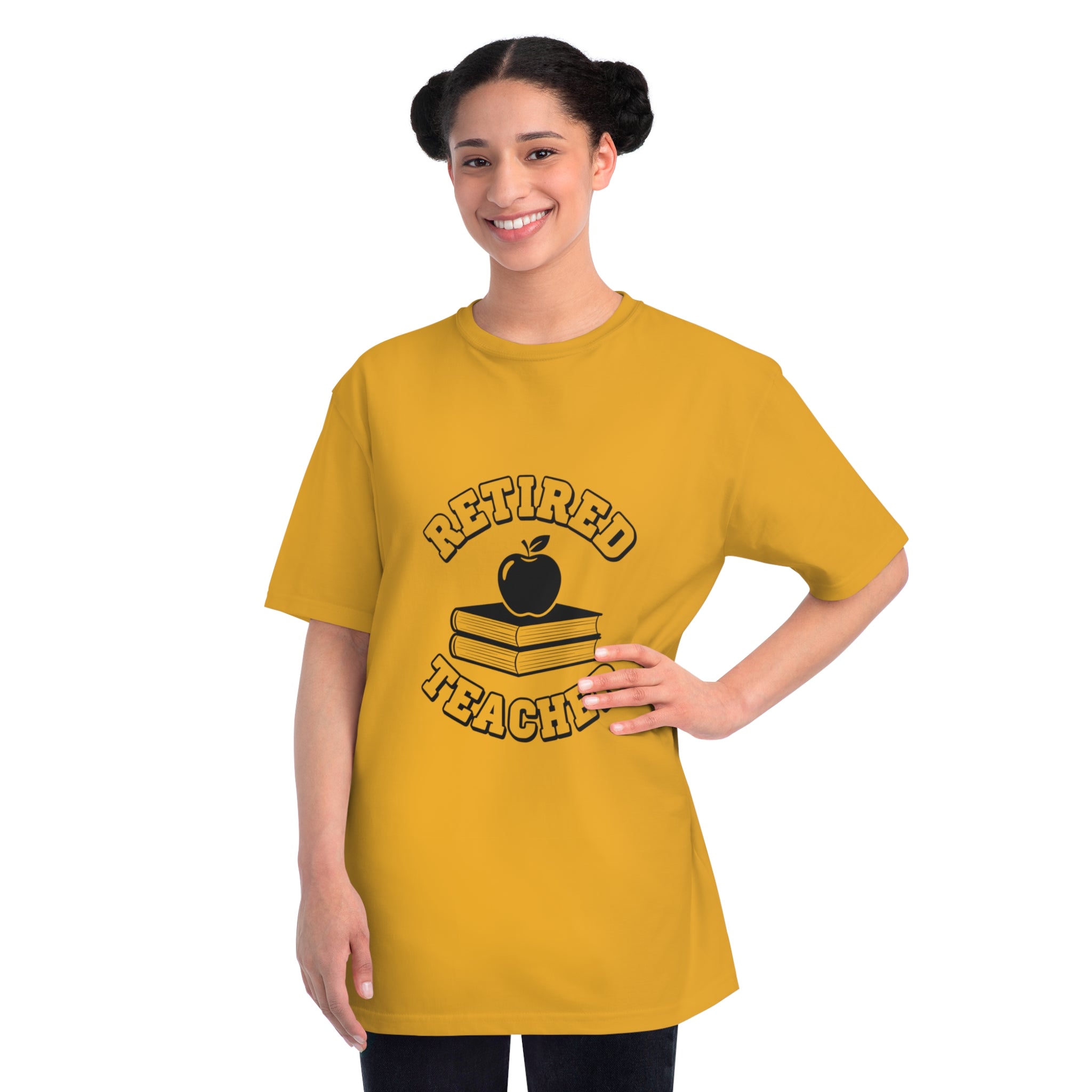 Organic "Retired Teacher" T-Shirt — Vintage Apple & Books Retirement Gift Tee