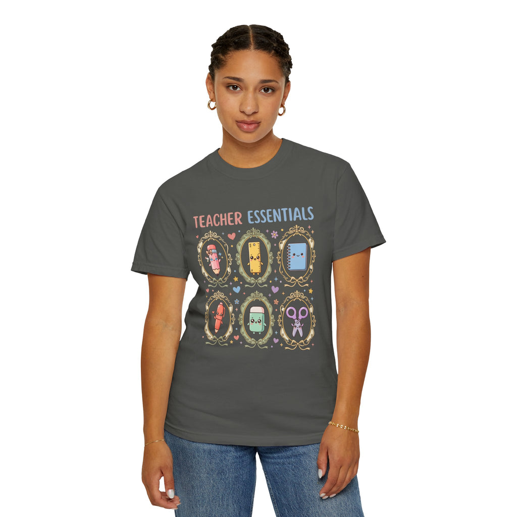 Teacher Essentials T-Shirt — Cute Classroom Supplies Graphic Tee
