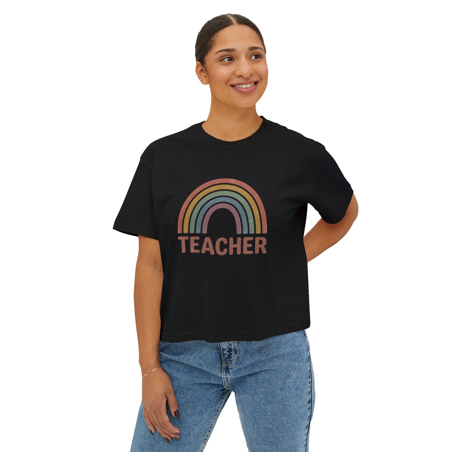 Teacher Rainbow Boxy Tee
