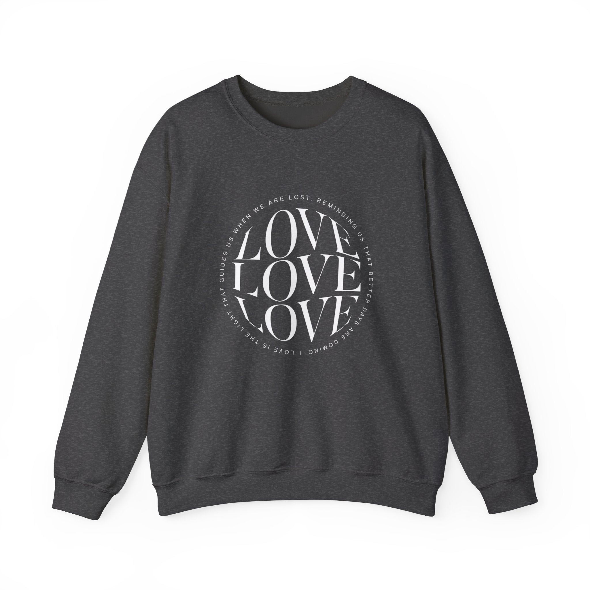 Love Circle Crewneck Sweatshirt — 'LOVE LOVE LOVE' Graphic Pullover