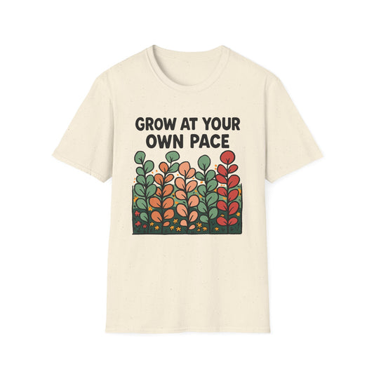 Grow at Your Own Pace Shirt – Retro Floral Graphic Tee, Comfort Colors Inspired, Growth Mindset T-Shirt for Women, Teachers & Everyday Wear