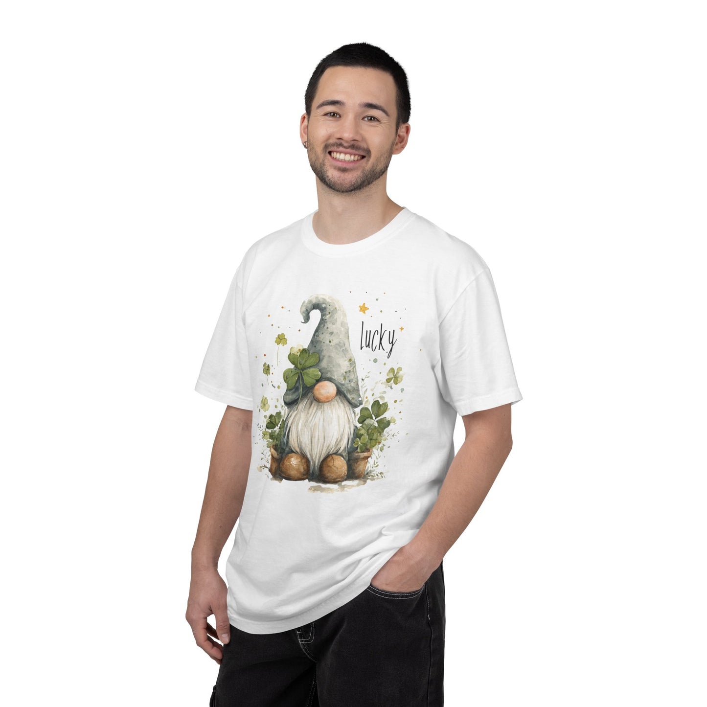 St. Patrick's Gnome T-Shirt — "Lucky" Shamrock Garden Tee