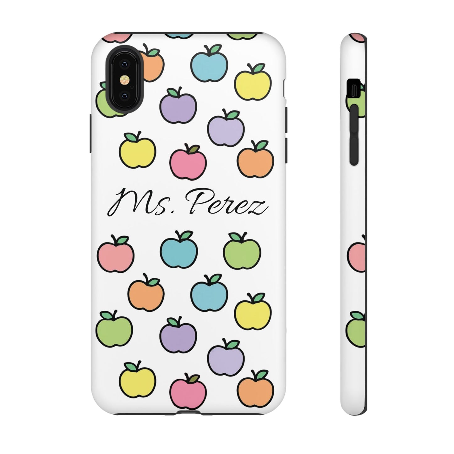 Personalized Teacher Apple Phone Case | Custom Name Teacher iPhone Case | Cute Apple Pattern Phone Case | Teacher Gift