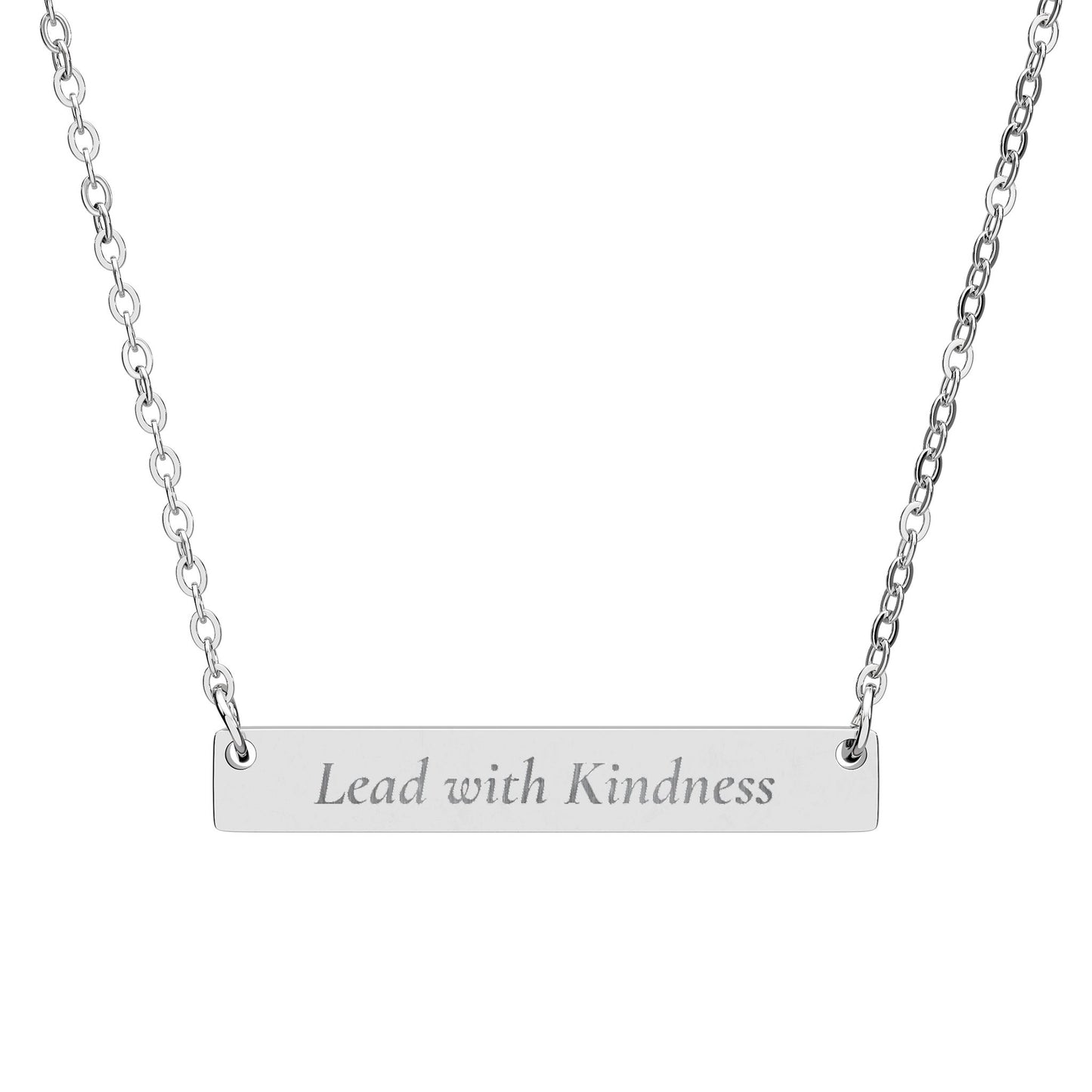 Lead With Kindness Teacher Necklace: Stainless Steel Engraved Bar Jewelry