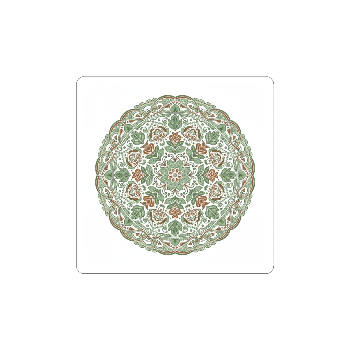 Folk Flourish Mandala Kiss-Cut Stickers | Rustic Floral Folk Art