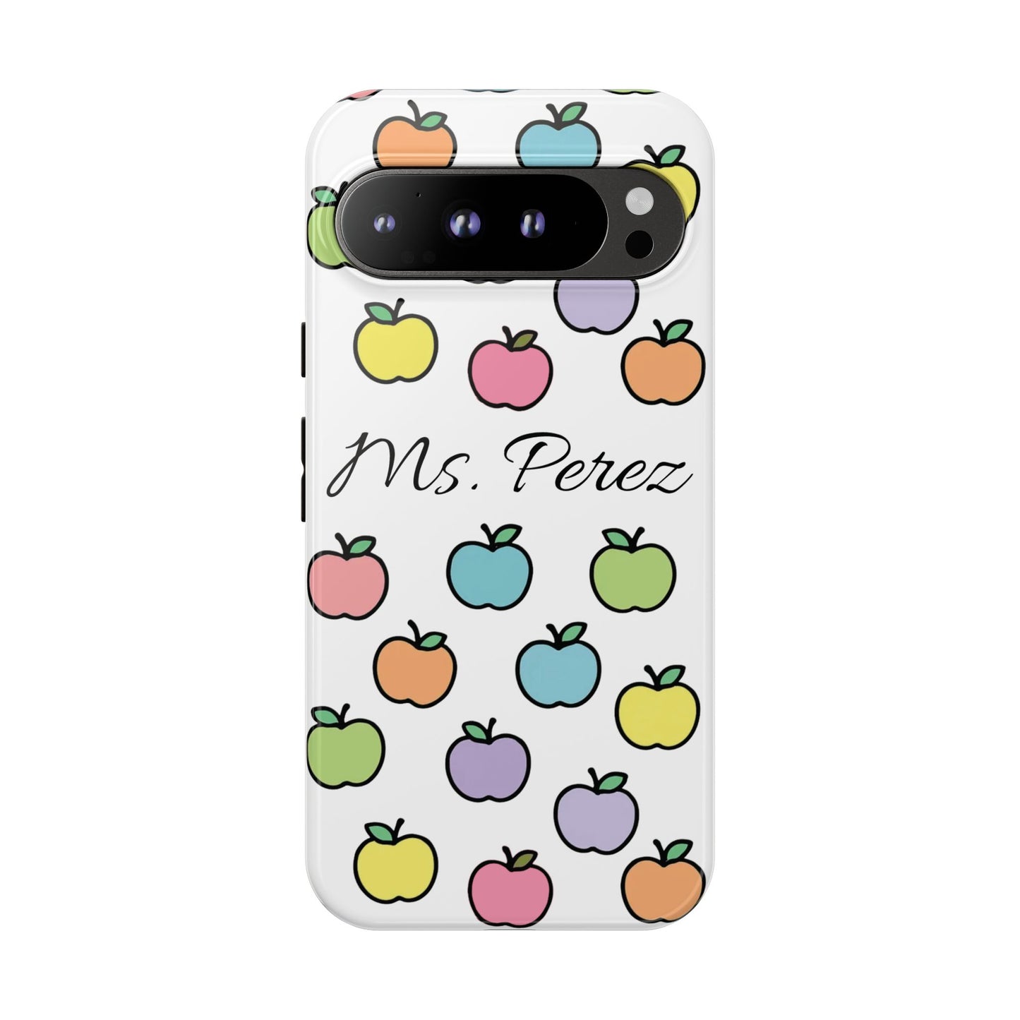 Personalized Teacher Apple Phone Case | Custom Name Teacher iPhone Case | Cute Apple Pattern Phone Case | Teacher Gift