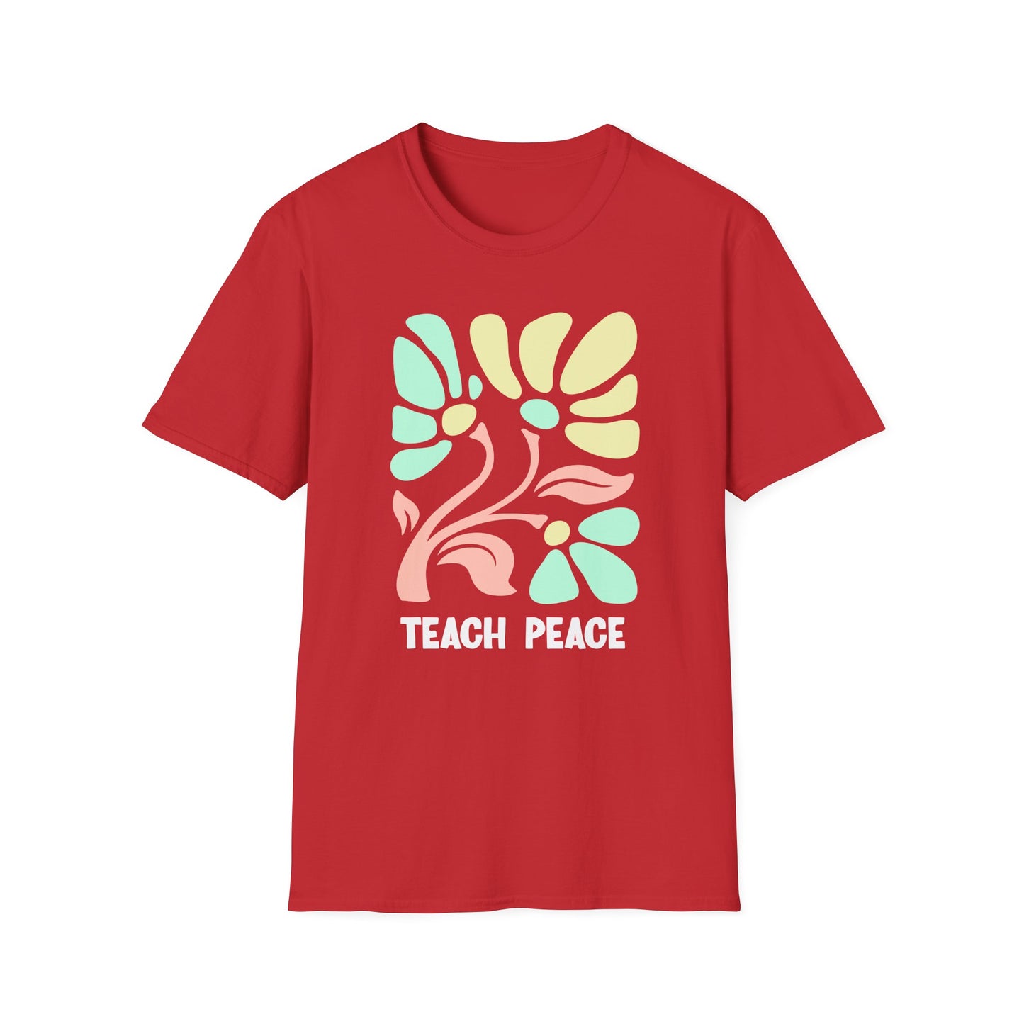 Teach Peace Floral T-Shirt — Retro Pastel Flower Graphic Tee