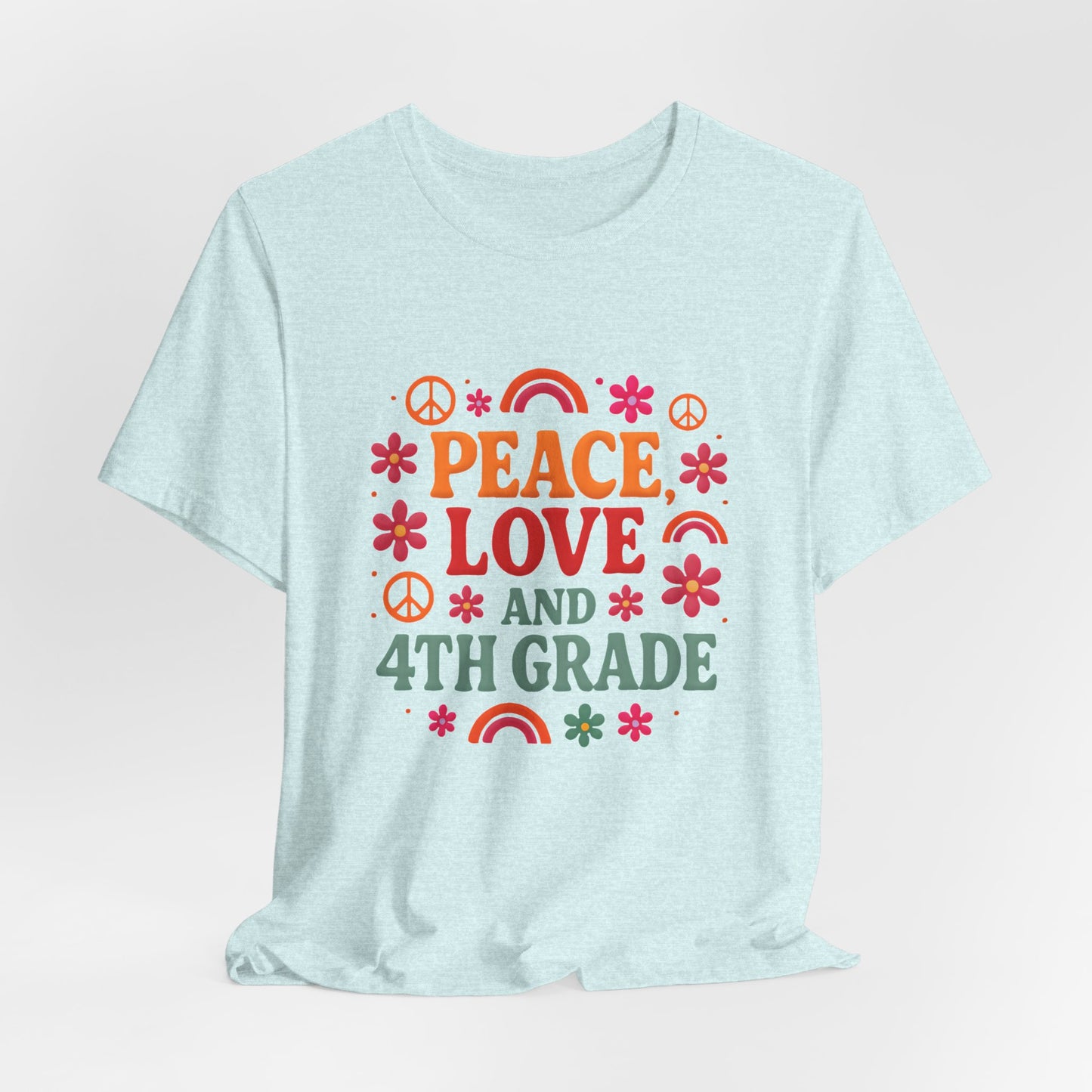 Peace, Love and 4th Grade T-Shirt — Retro Teacher Appreciation Tee