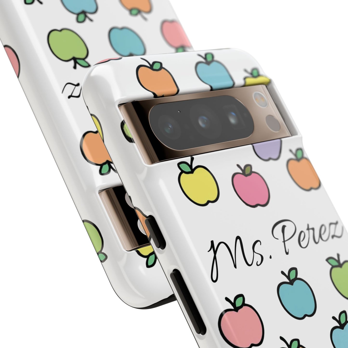 Personalized Teacher Apple Phone Case | Custom Name Teacher iPhone Case | Cute Apple Pattern Phone Case | Teacher Gift