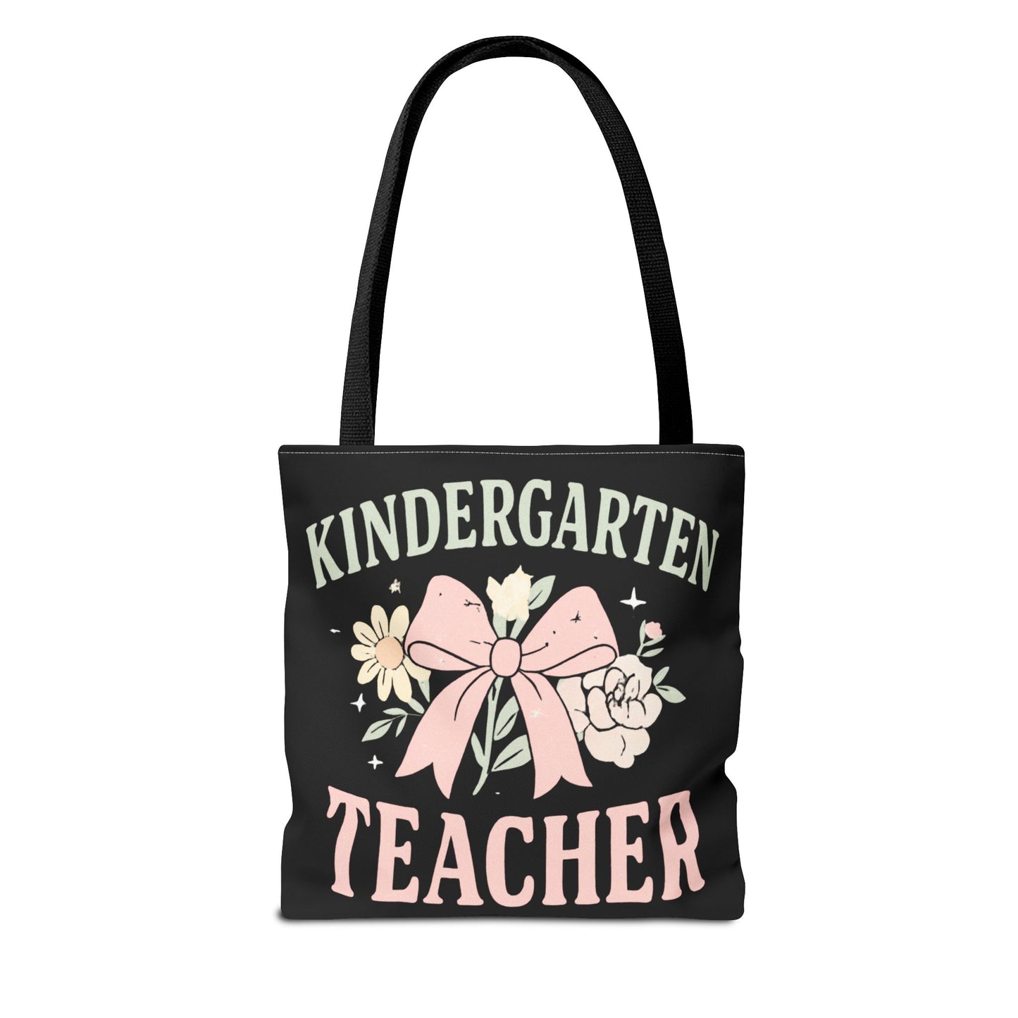 Kindergarten Teacher Floral Tote Bag – Cute Bow & Flowers Teacher Gift